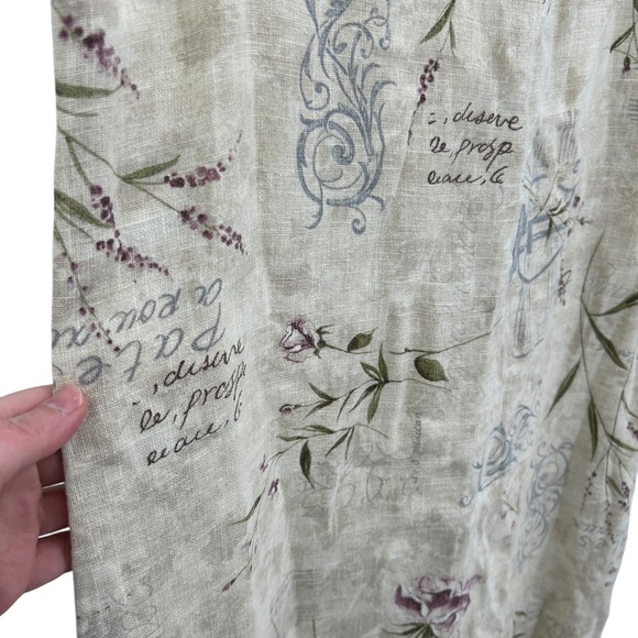 Linen Midi Dress M Sleeveless Floral Botanical Natural Boho Cottage Artsy - Picture 3 of 6